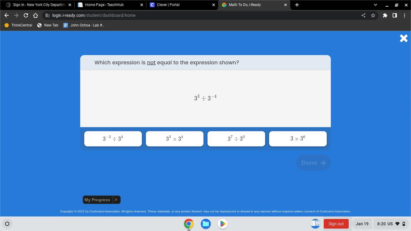 Which expression is not equal to the expression shown??