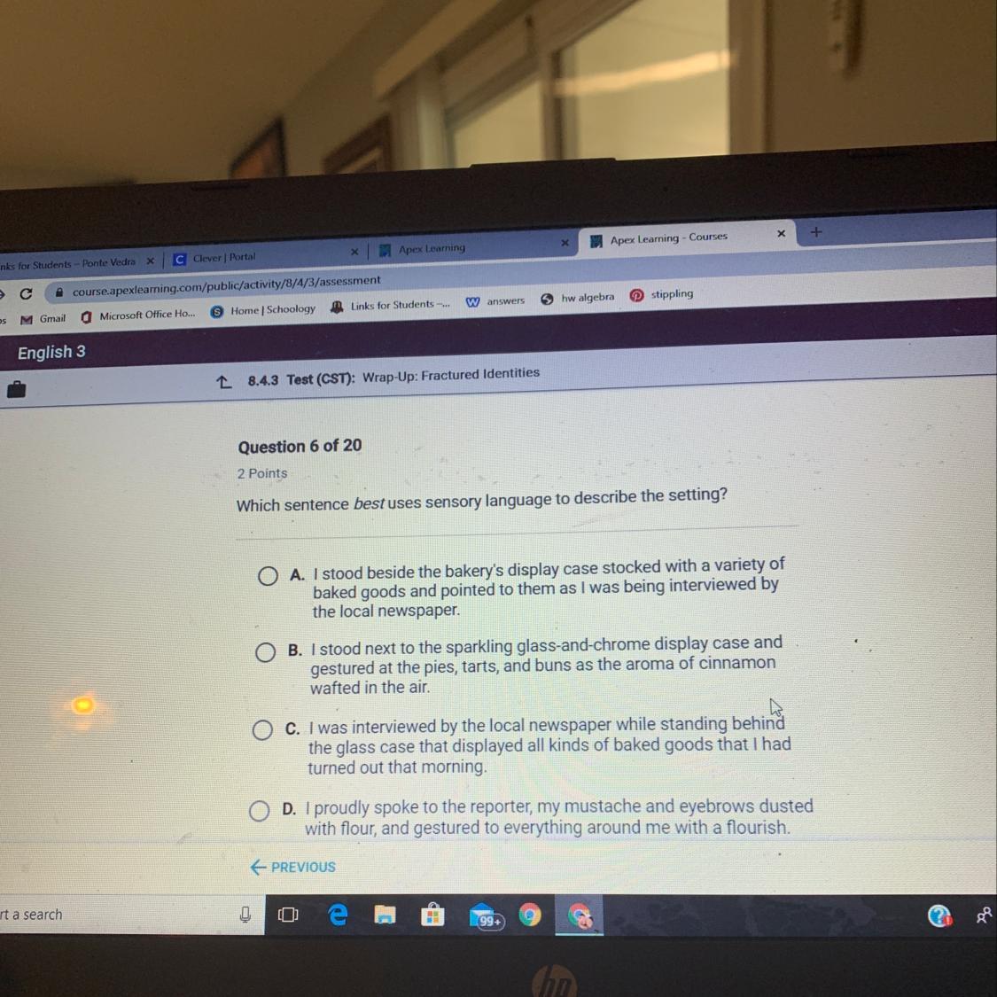 Which Sentence Best Uses Sensory Language To Describe The Setting?