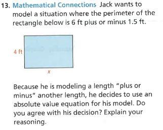 HELPJack Wants To Model A Situation Where The Perimeter Of The Rectangle Below Is 6 Ft Plus Or Minus