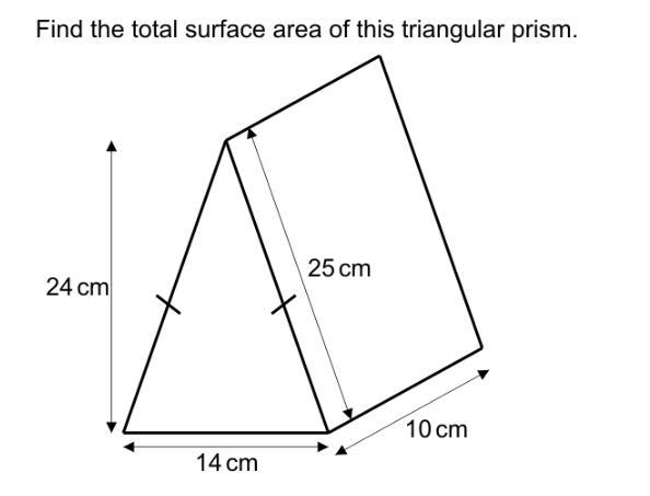 Find The Total Surface Area Of This Prism 