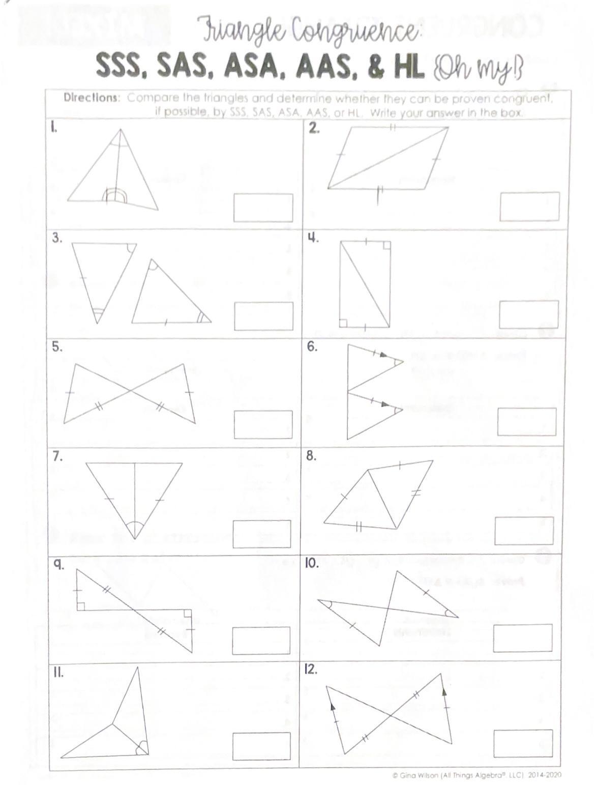 50 points! Compare the triangles and determine whether they can be proven congruent, if possible, by