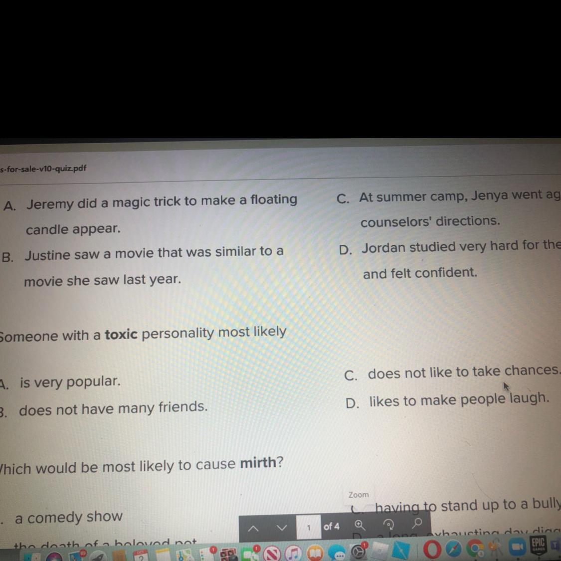 Files8. Someone with a toxic personality most likelyC. does not like to take chances.A. is very popular.B.