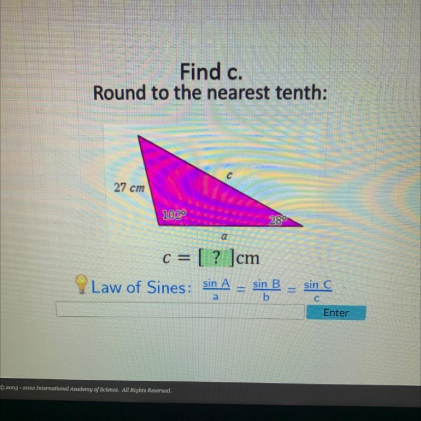 PLEASE HELP!! Find c.Round to the nearest tenth: