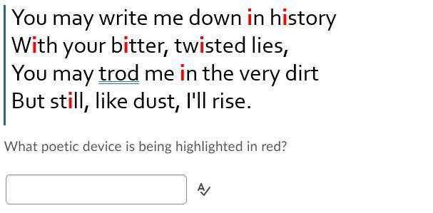 What poetic device is being highlighted in red?