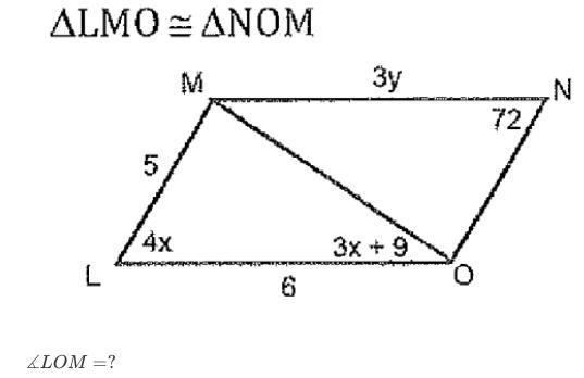 what is angle LOM equal to?