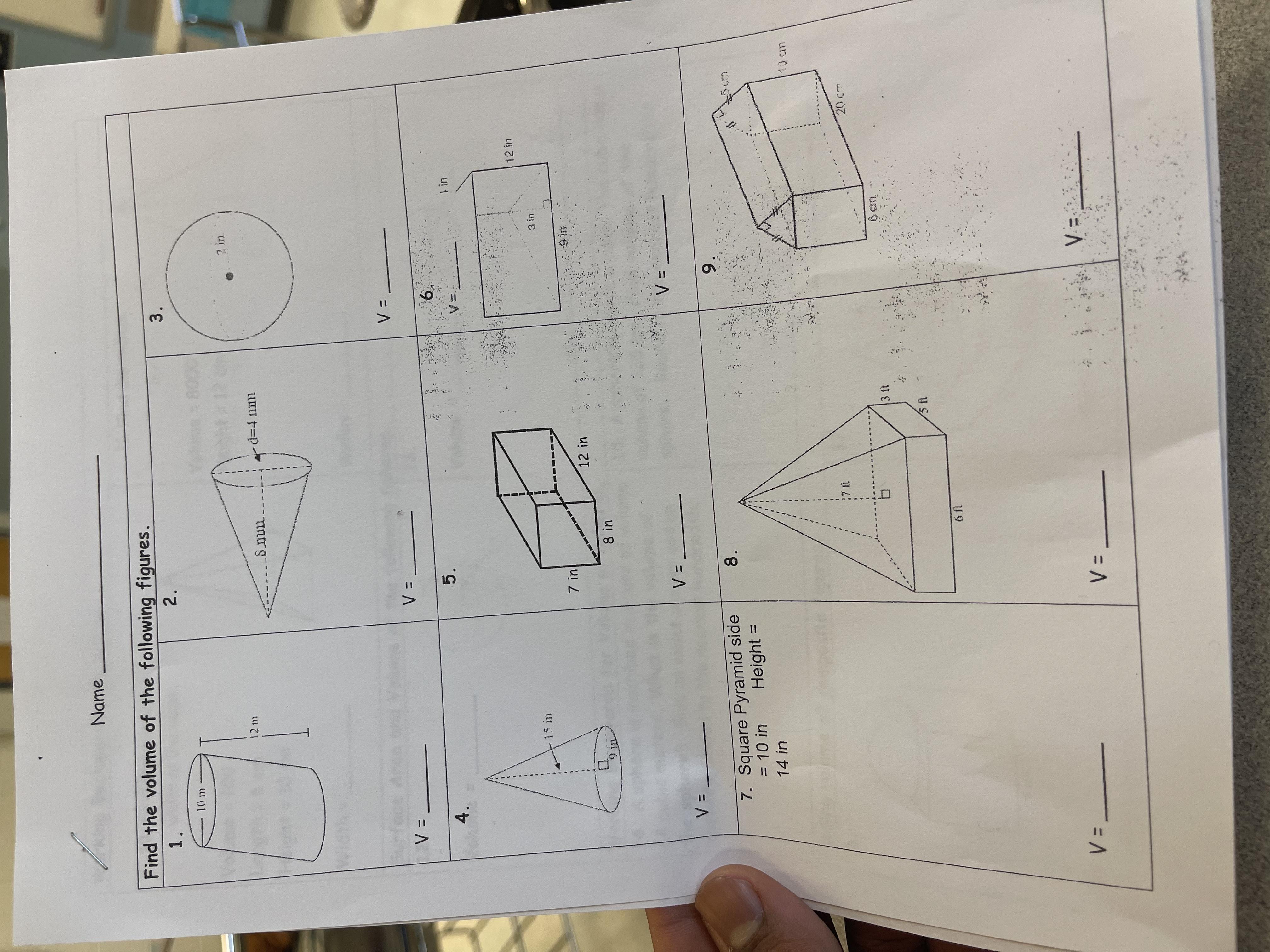 Find the volume of the figures