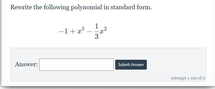 rewrite the following polynomial in standard form