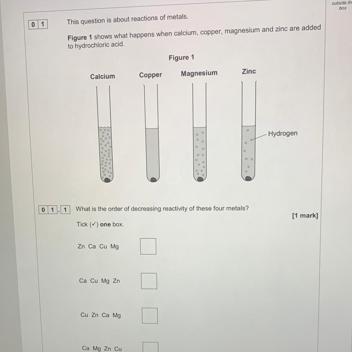 What Is The Order Of Decreasing Reactivity Of These 4 Metals? 