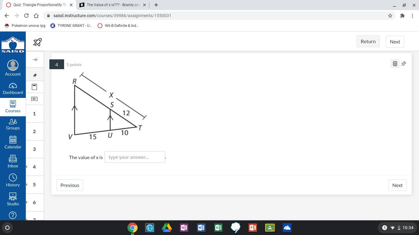 The value of x is???