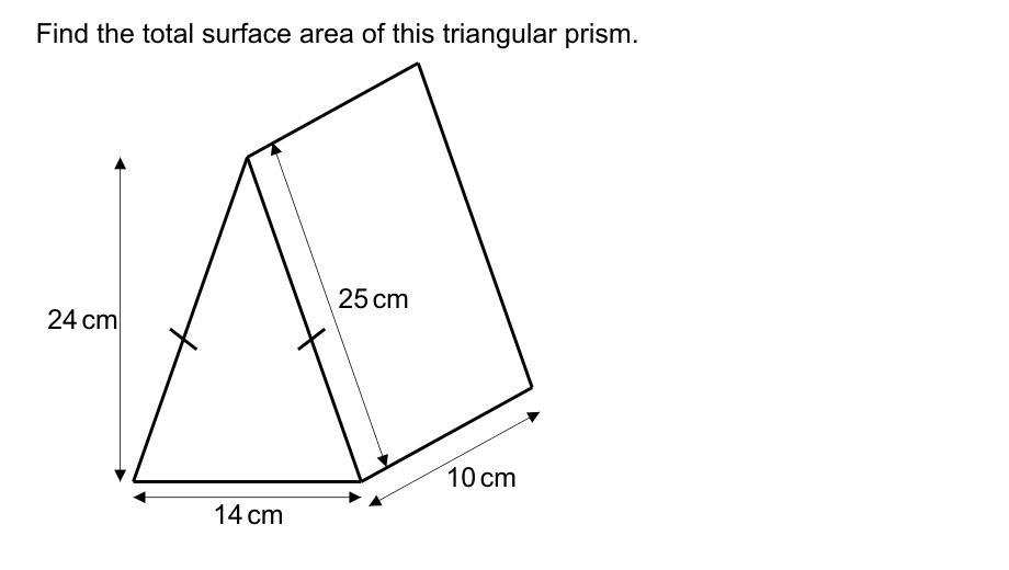 Find The Total Surface Area Of This Triangular Prism