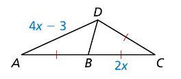 Find the possible values of x in the figure.