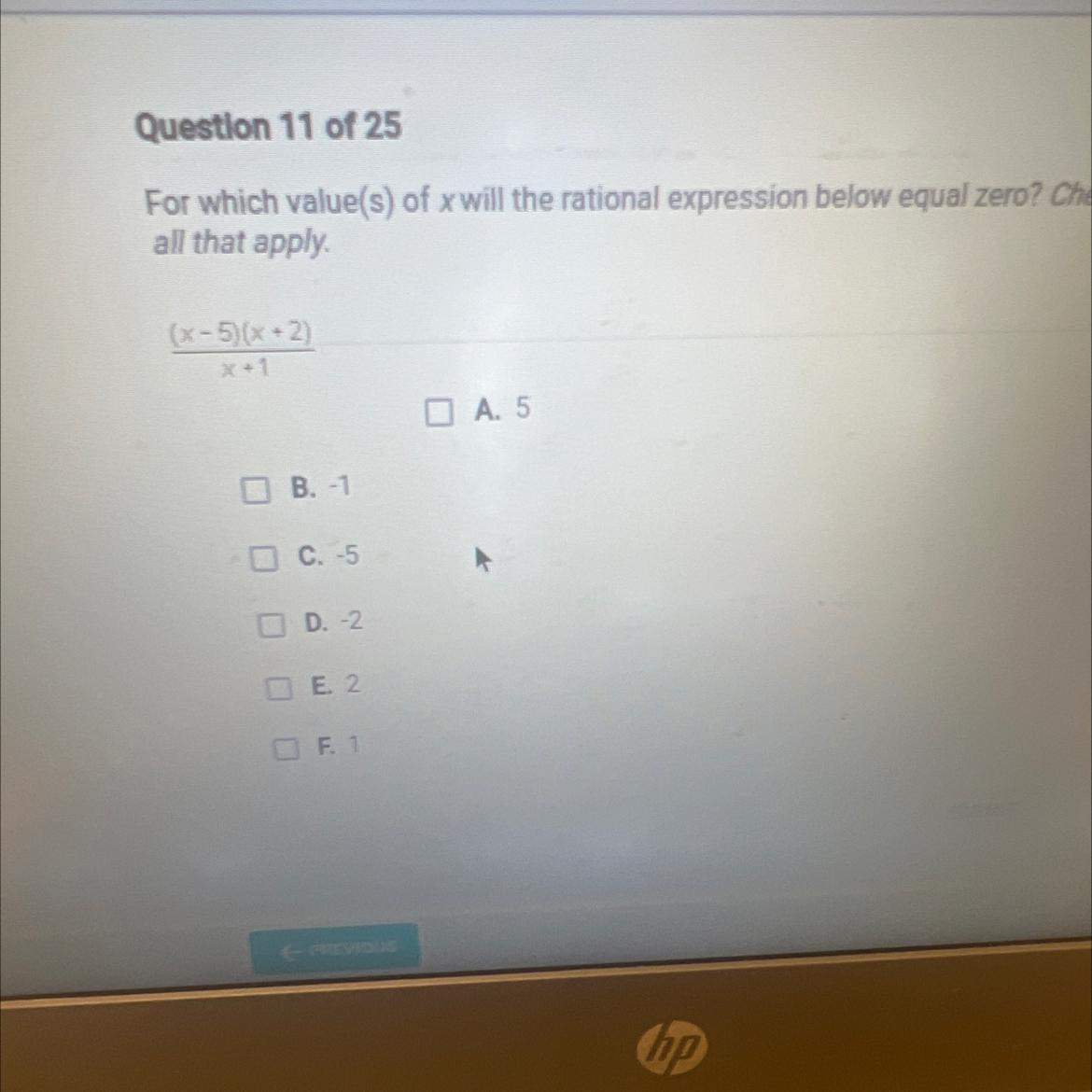 For Which Values Of X Will The Rational Expression Below Equal 0 Check All That Apply 
