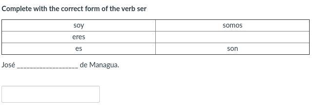 Complete With The Correct Form Of The Verb Ser