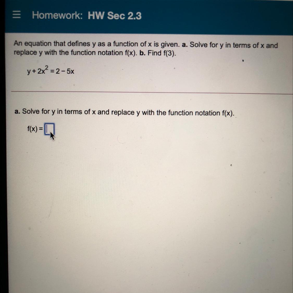 Solve For Y In Terms Of X