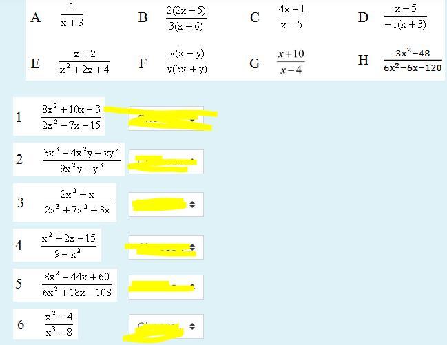 When you can.. please answer these! THANK YOU SO MUCH WAHHH Match the corresponding rational expressions