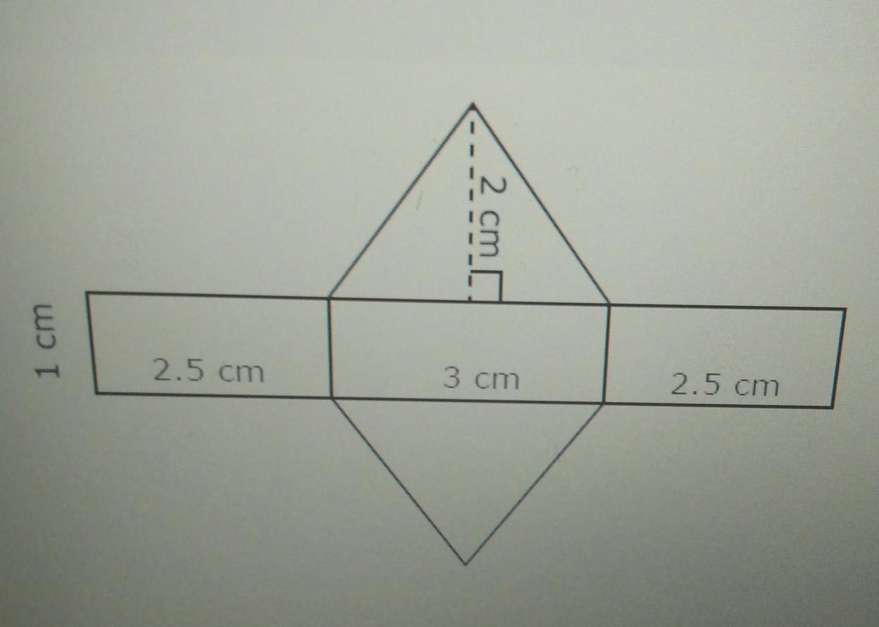 2. The net of a triangular prism is shown. Use the ruler provided to measure the dimensions of the net