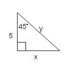 Find the value of x.A) 10B) 52 (5 radical 2)C) 53 (5 radical 3)D) 5